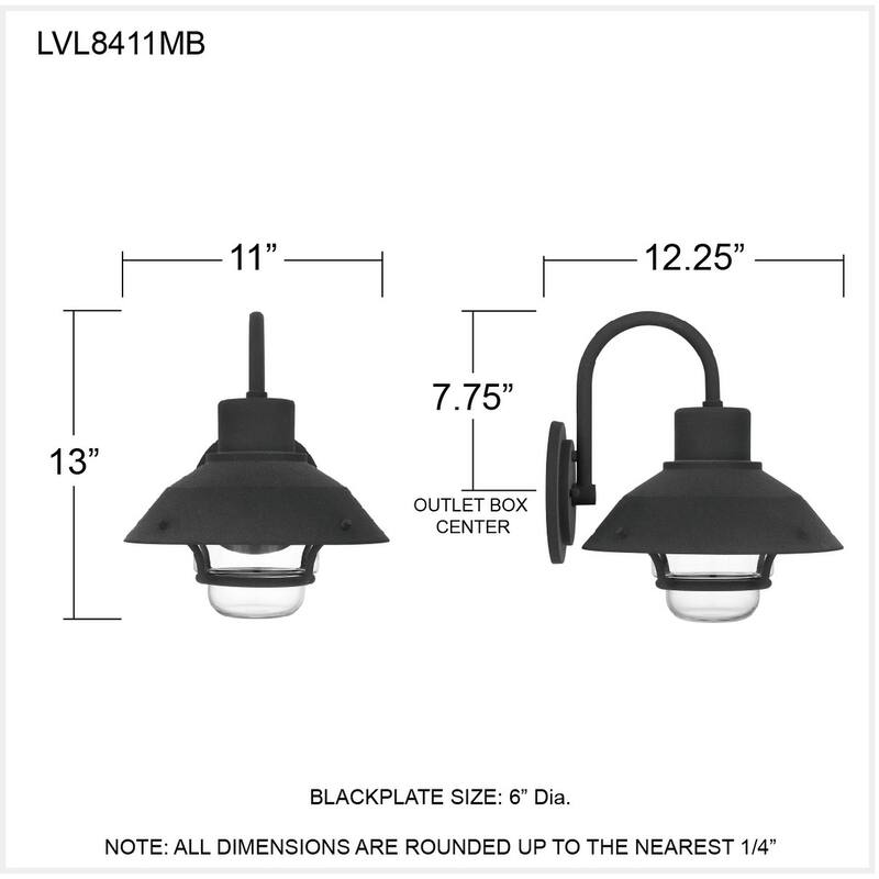 Lavalier 1-Light Mottled Black Outdoor Wall Lantern