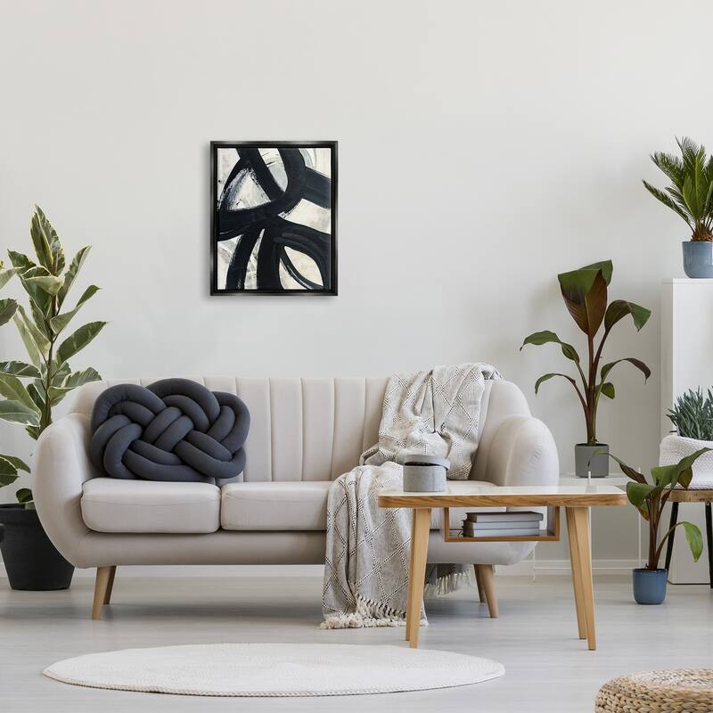 Stupell Dynamic Modern Black Paint Strokes Bold Abstract Floater Frame, Design by Susan Jill