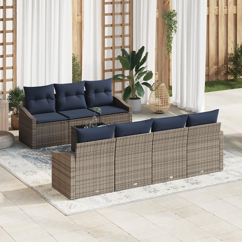 vidaXL 8 Piece Garden Sofa Set with Cushions - 91.7×24.4×27.2 - Grey