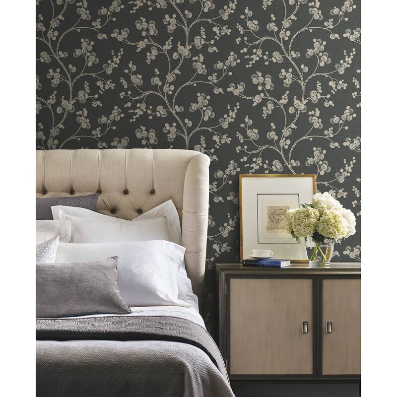 Inspired by Color Dahlia Trail Black & Taupe Wallpaper