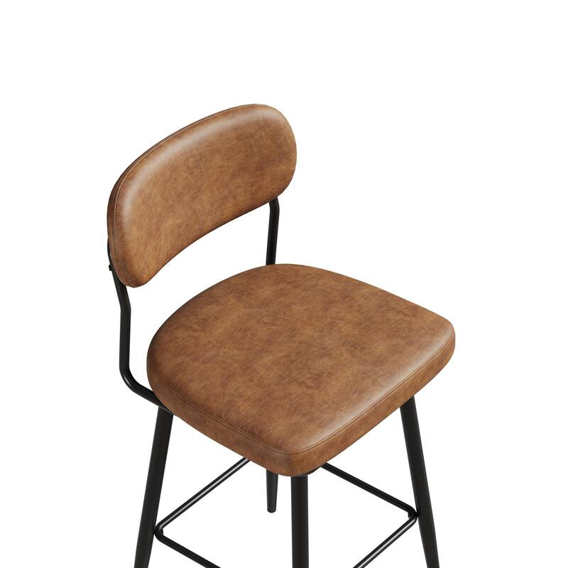Bar Chairs Set of 2 Piece Set, 360 ° Swivel Bar Chair with Leather Cushions and Iron Brackets Counter Height Bar Chairs