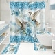preview thumbnail 2 of 22, 4 Pcs HummingBird Flower Shower Curtain Sets with Rugs for Bathroom Decor, Vintage Floral (Hooks Not Included)