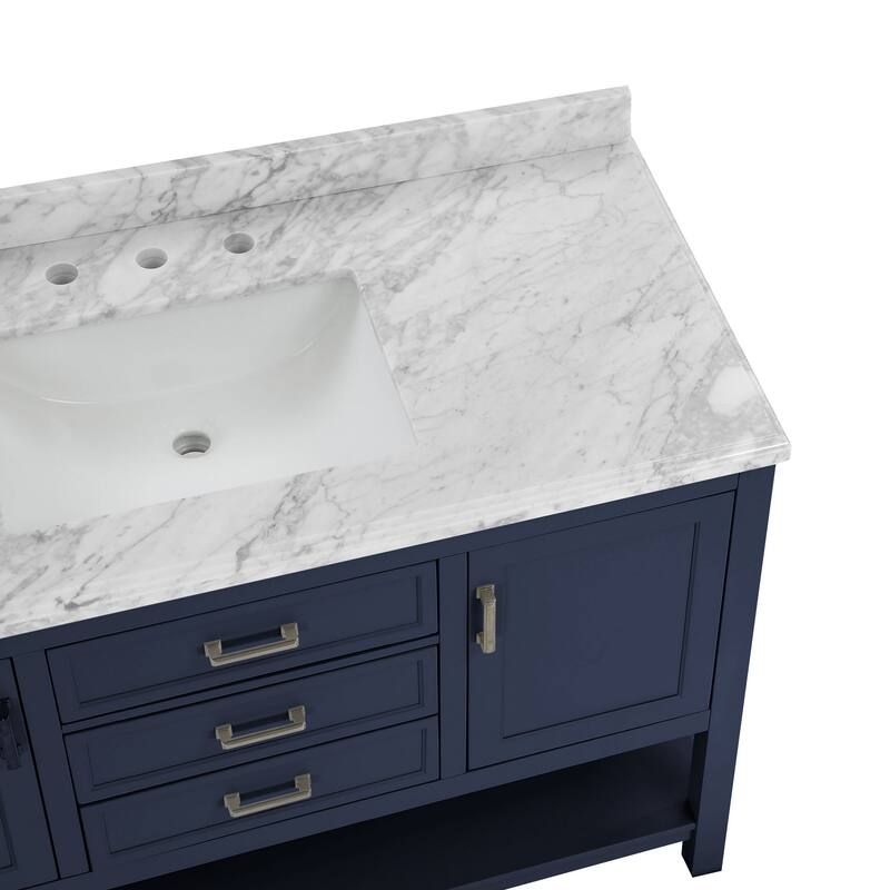 Furniture of America Anya 49" Single Bathroom Vanity with White Carrera Marble Top and Undermount Sink