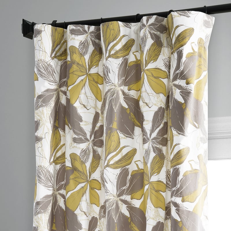 Exclusive Fabrics Autumn Whisper Leaves Printed Cotton Room Darkening Curtains (1 Panel)