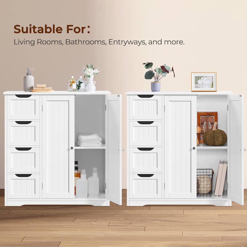 Yaheetech Bathroom Storage Cabinet with Adjustable Shelf, White