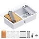 preview thumbnail 49 of 56, Karran QTWS-880 Drop-in 33 in. Double Equal 50/50 Bowl Workstation Kitchen Sink