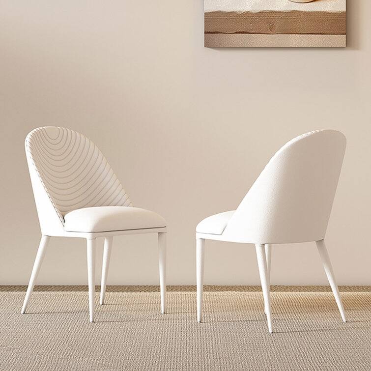 Modern Kitchen Dining Chairs Set of 2,Faux Leather Living Room Accent Chairs Home Desk Computer Chair (White)