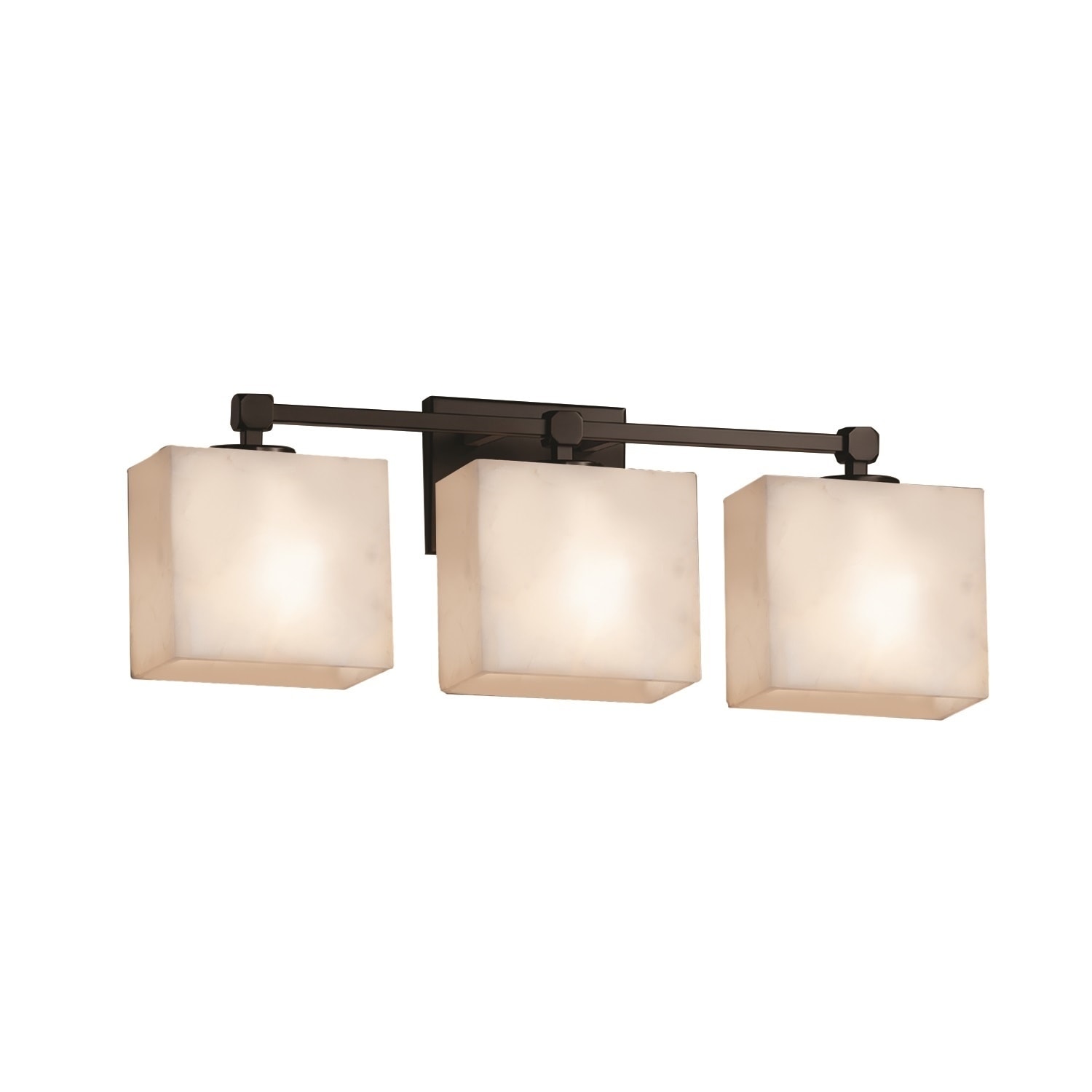 Justice Design Clouds Tetra 3-light Dark Bronze Bath Bar, Clouds Rectangle Shade