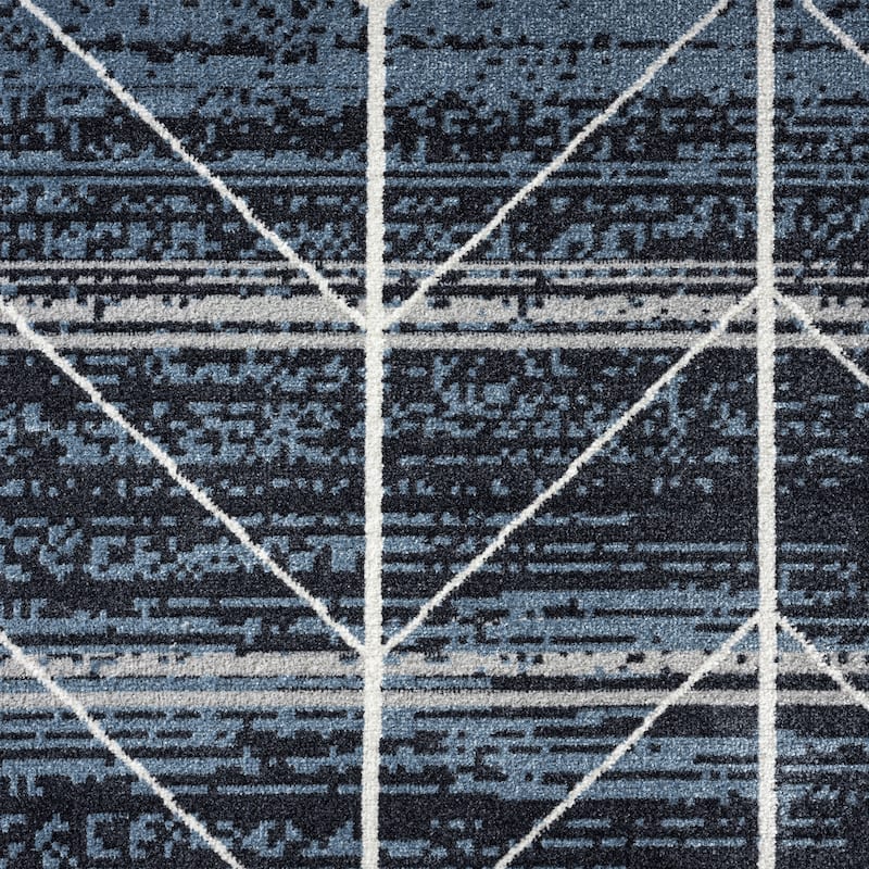 Everwash Treasure Arrow Modern Geometric Machine Washable Area Rug, Navy Blue/Grey
