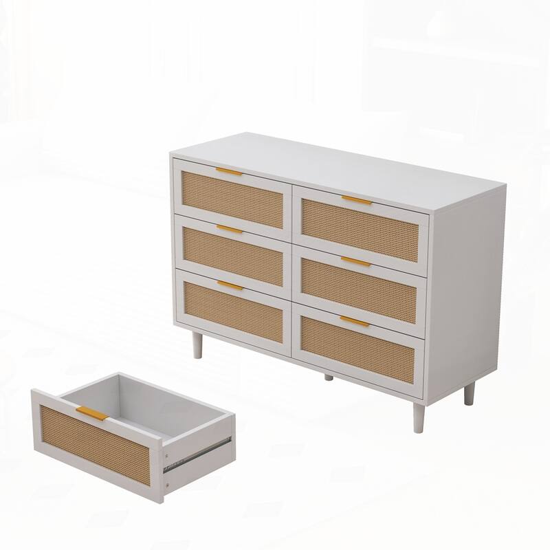 6-Drawers Rattan Storage Cabinet Rattan Drawer