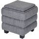 preview thumbnail 3 of 32, Modern Cube Ottoman with Tray Top and Hidden Storage Linen Seat Dark Grey