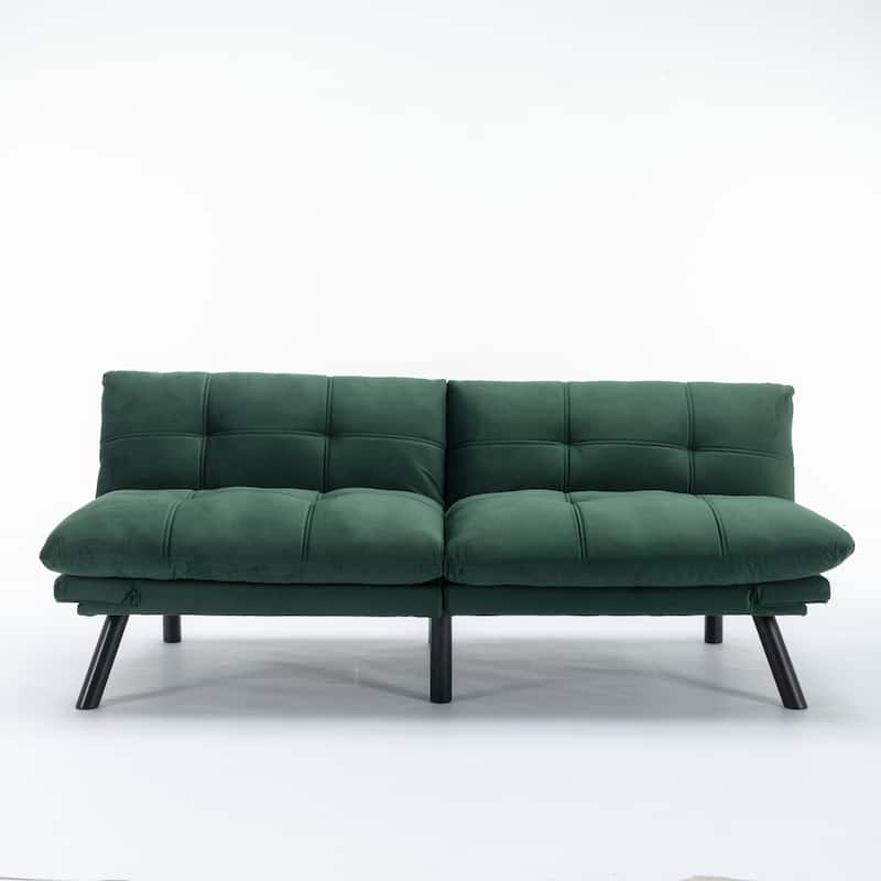 Velvet Sleeper Loveseat Futon Recliner Bed Lounge Sofa, Emerald/Green ...