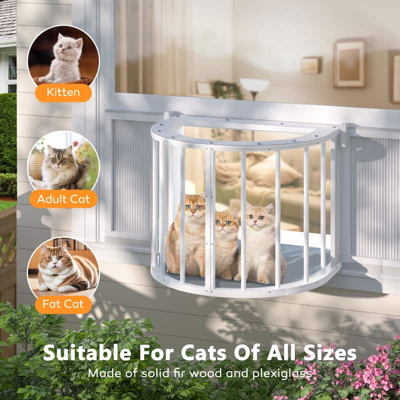 VEIKOUS Premium Cat Window Perch Box, 360° View Outdoor Catio Enclosure with Sunroof