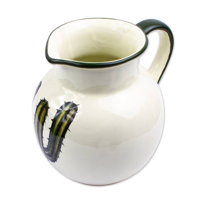 Novica Handmade Saguaro Ceramic Pitcher