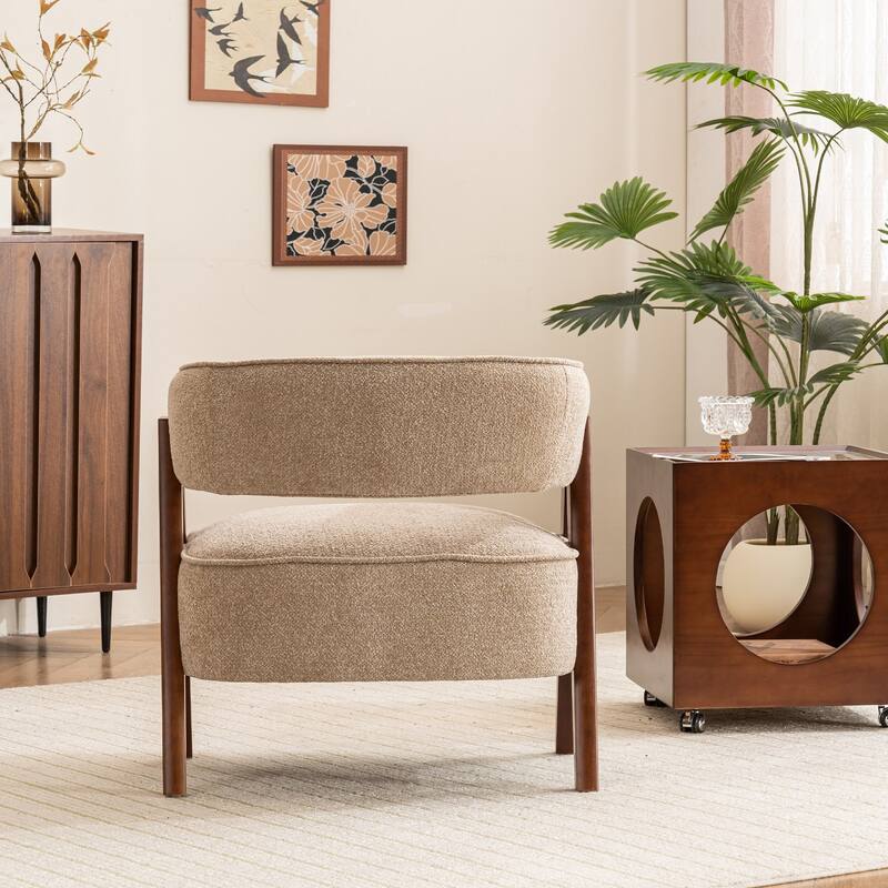 Modern Accent Chair Set of 2, Upholstered Armchair with wooden legs for Living Room, Bedroom