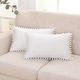 preview thumbnail 45 of 89, Deconovo Velvet Pom-poms Throw Pillow Covers 2 PCS(Cover Only) 12x20 - Gream White