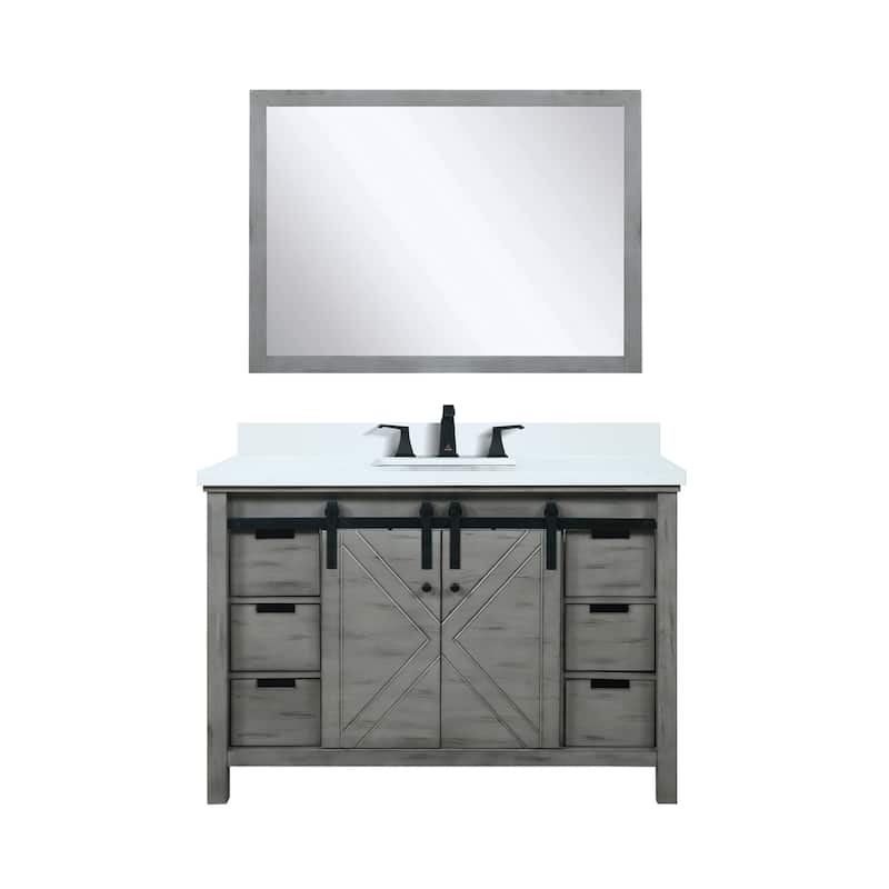 Marsyas 48 in W x 22 in D Brown Bath Vanity, Cultured Marble Countertop, Faucet Set and 44 in Mirror