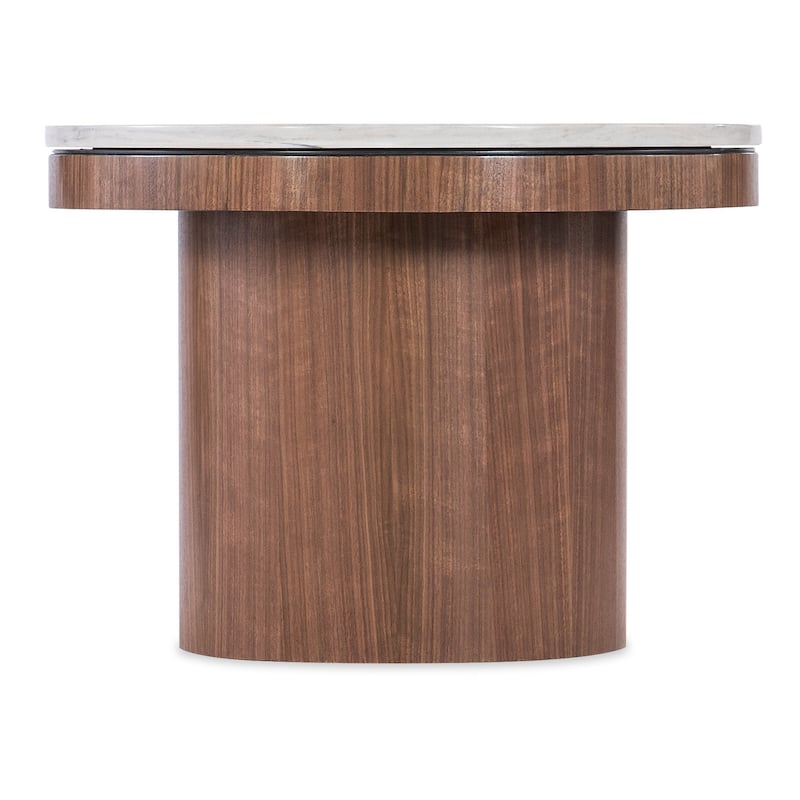 Hooker Furniture M09-80113-85 Vana 22" Diameter Marble Top End Table - Medium Walnut / Marble