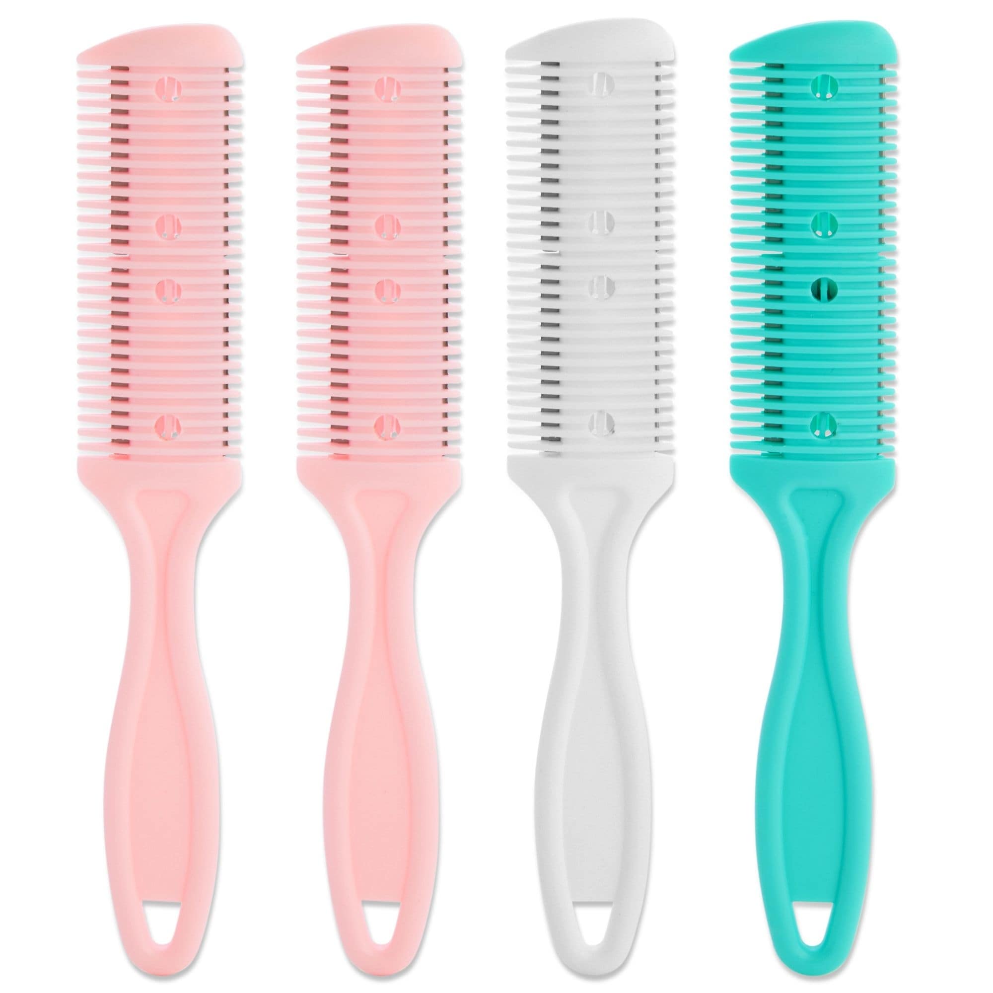 4 Pack Hair Thinning Comb Set, Razor Combs for Women (Assorted Colors, 7.1x1.2 inches) - Pink