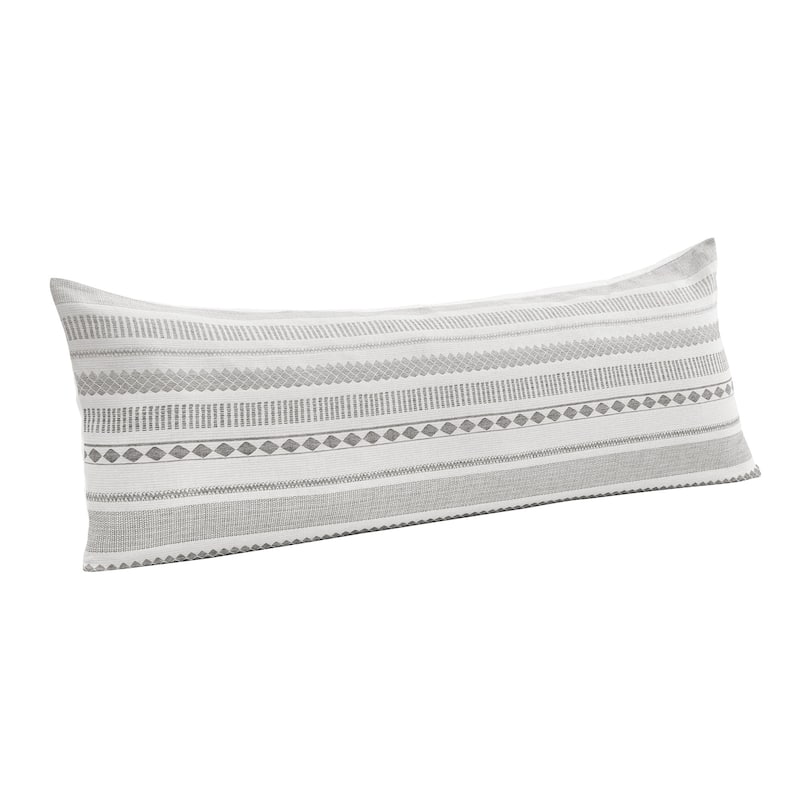 Sweet Jojo Designs Grey Boho Tribal Bohemian Body Pillow Case (Pillow Not Included) Ivory Black Woven Jacquard Farmhouse Rustic