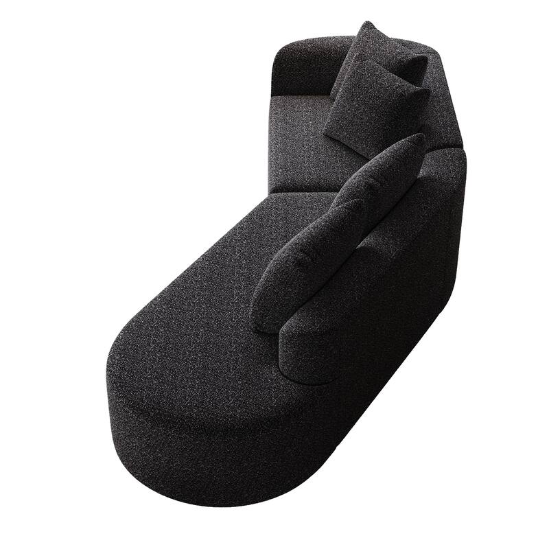 Modular Curved Sectional Sofa, Oversized Chenille Cloud Couch, Compressed Upholstered Sofa with 4 Throw Pillows