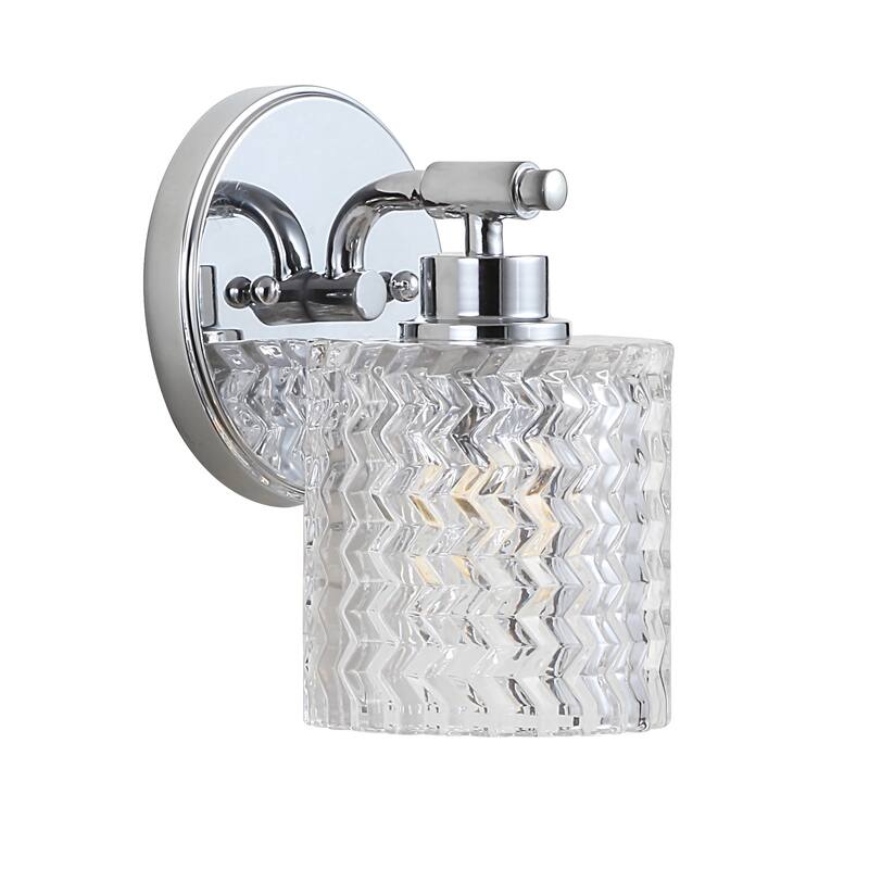 Manhattan Vintage Iron/Chevron Pattern Glass Farmhouse Cottage LED Vanity Light, by JONATHAN Y