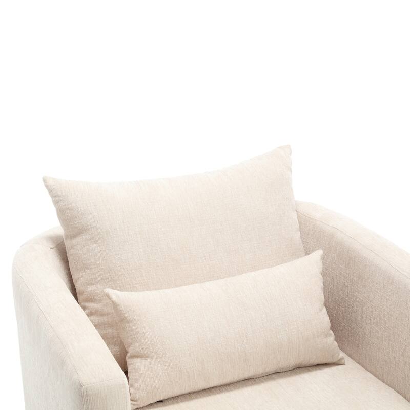 GDFStudio - Harper Chenille Swivel Barrel Chair with Sturdy Metal Base and Ergonomic Design