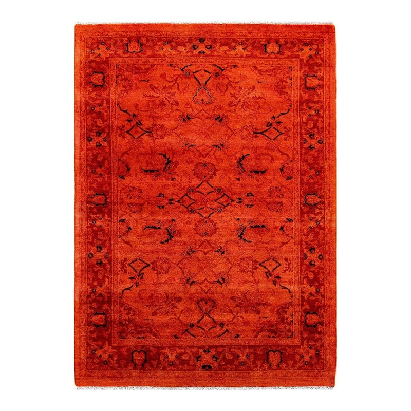 Contemporary Overdyed Wool Hand Knotted Area Rug - 4' 3" x 5' 10"