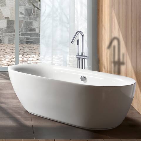 Global Pronex Freestanding Faucet Bathroom Tub Faucet with Hand Shower in Silver