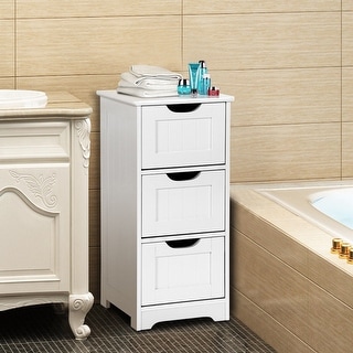 Shop Gymax Bathroom Floor Cabinet Wooden Free Standing