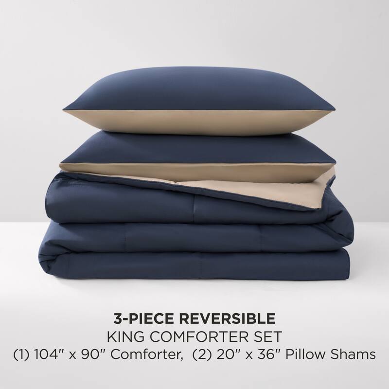 Lucky Brand Box Stitch Reversible Comforter Sets