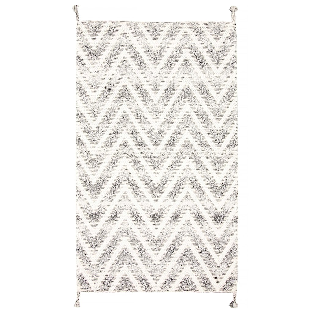 ECARPETGALLERY Braid weave Sienna Grey Wool Rug - 5'0 x 8'3