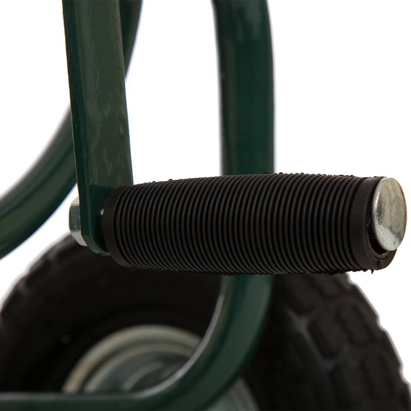 Glitzhome 34.5"H Green Utility Wagon Reel Cart with Hose