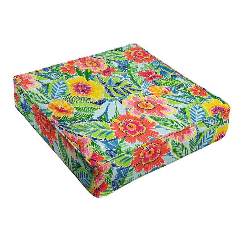 Sorra Home Pensacola Multi Outdoor/Indoor Corded Chair Cushion 22in x 22in x 4in - 22in x 22in x 4in