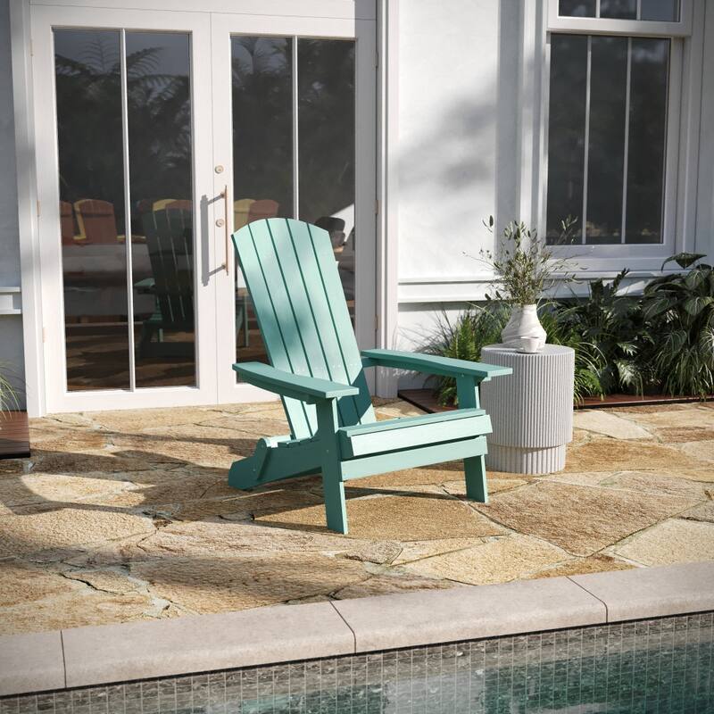 All-Weather Poly Resin Folding Adirondack Chair - Patio Chair