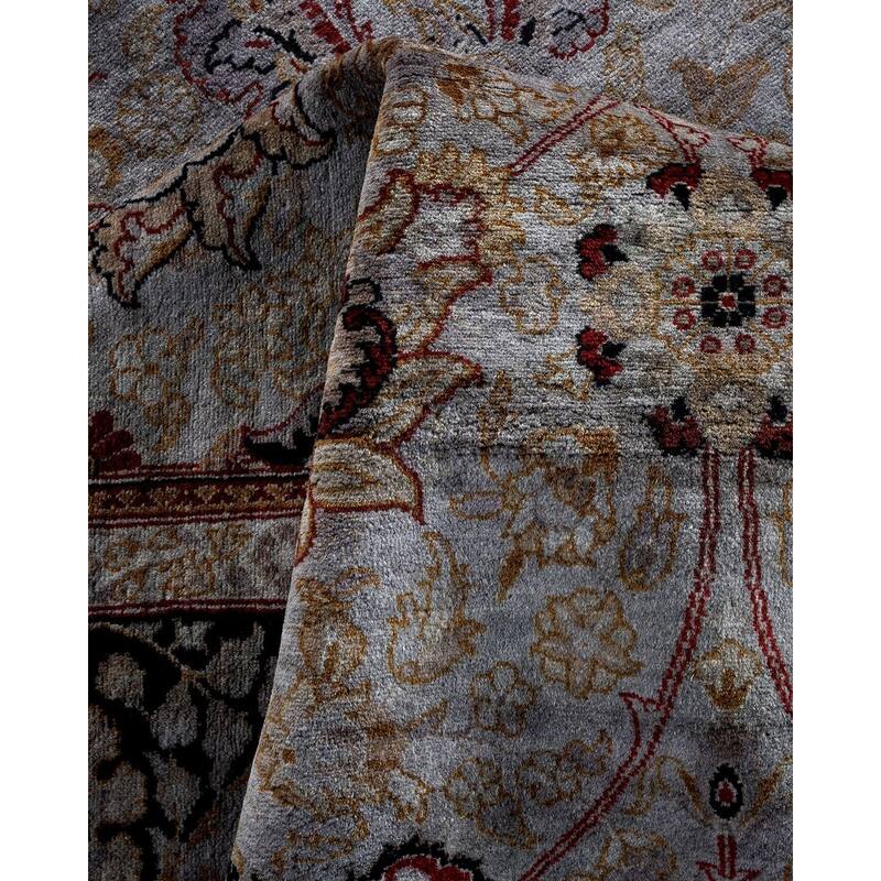 Overton Hand Knotted Wool Vintage Inspired Modern Contemporary Overdyed Gray Area Rug - 6' 1" x 8' 10"