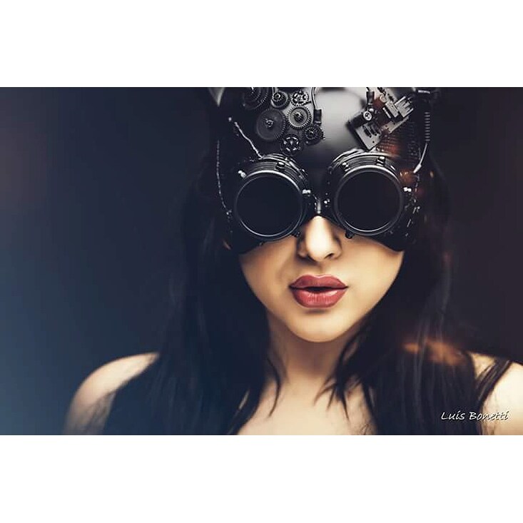 Black Robot Kitty Steampunk Cat Face Costume Mask 7 X 7 5 X 4 5 Inches
