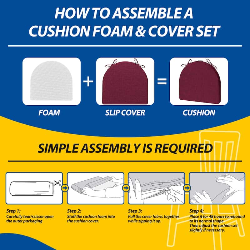 AAAAAcessories 17 in. X 16 in.Indoor Strap Non-slip Chair Cushion for Multi-scenario Setups (2 Pack) - N/A