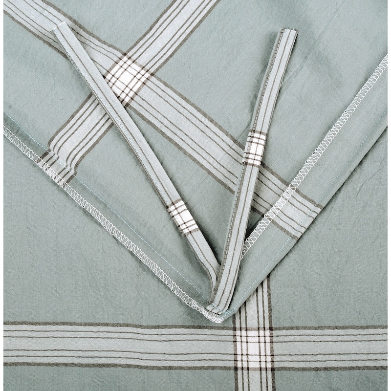 Cotton Plaid Windowpane Check 3-piece Duvet Cover Set