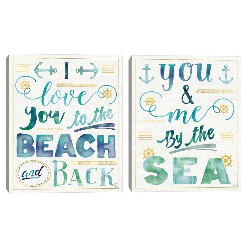 Coastal Words I, II by Jess Aiken Canvas Art Prints