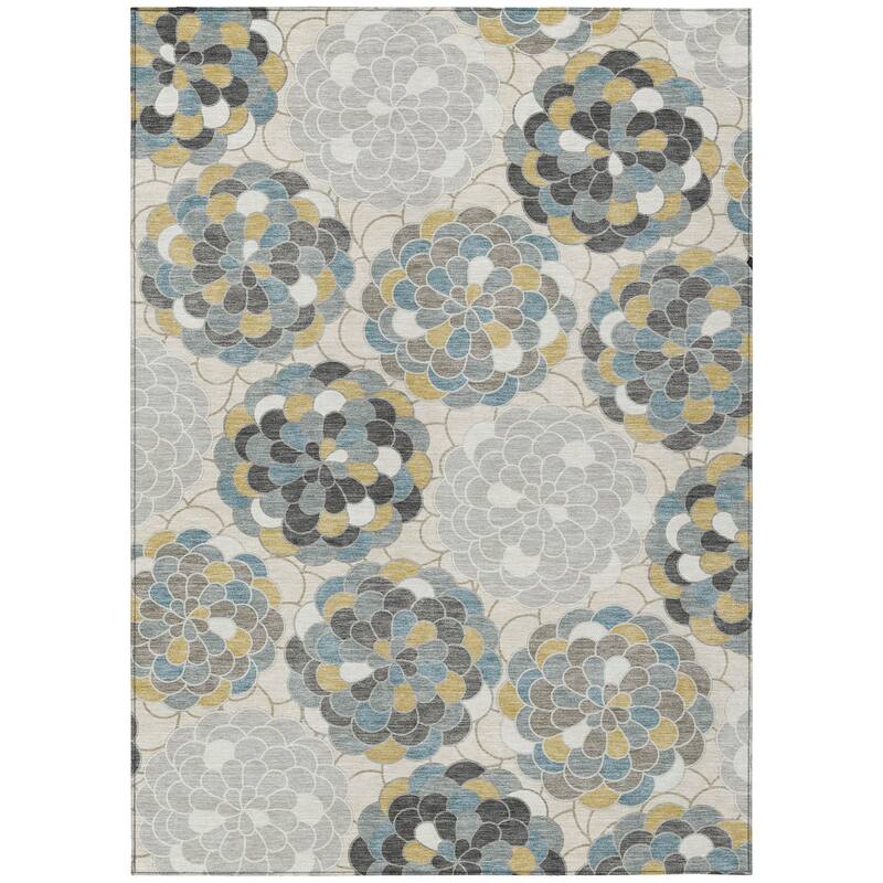 Machine Washable Indoor/ Outdoor Mosaic Cluster Chantille Rug
