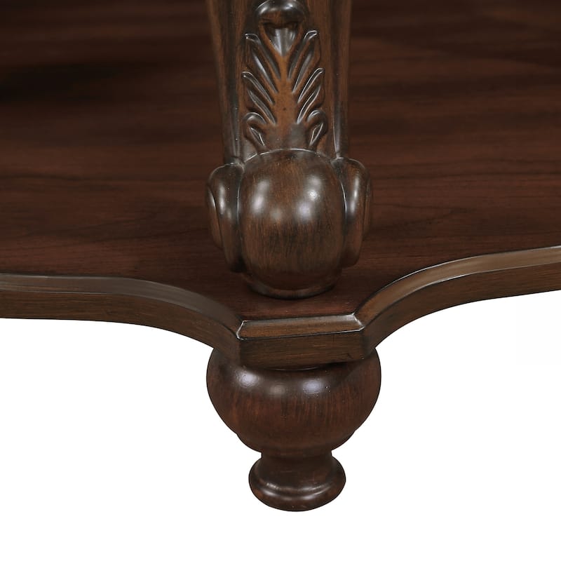42'' oval wood coffee table for Living Room, 2-Tier Solid Wood Cocktail Table with Open Storage Shelf