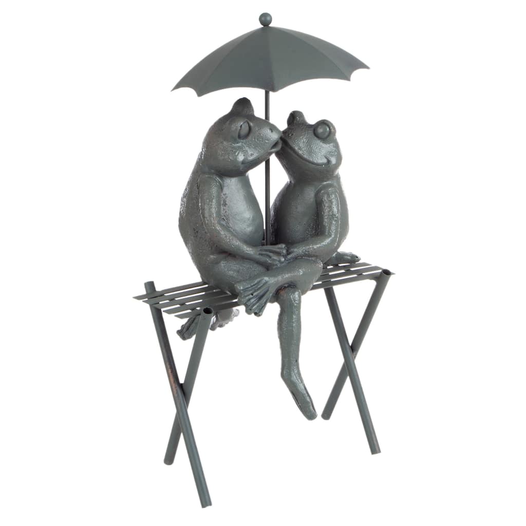 Frog Couple Statue - Whimsical Resin Romantic Animal Figurine for Outdoor by Pure Garden (Bronze)