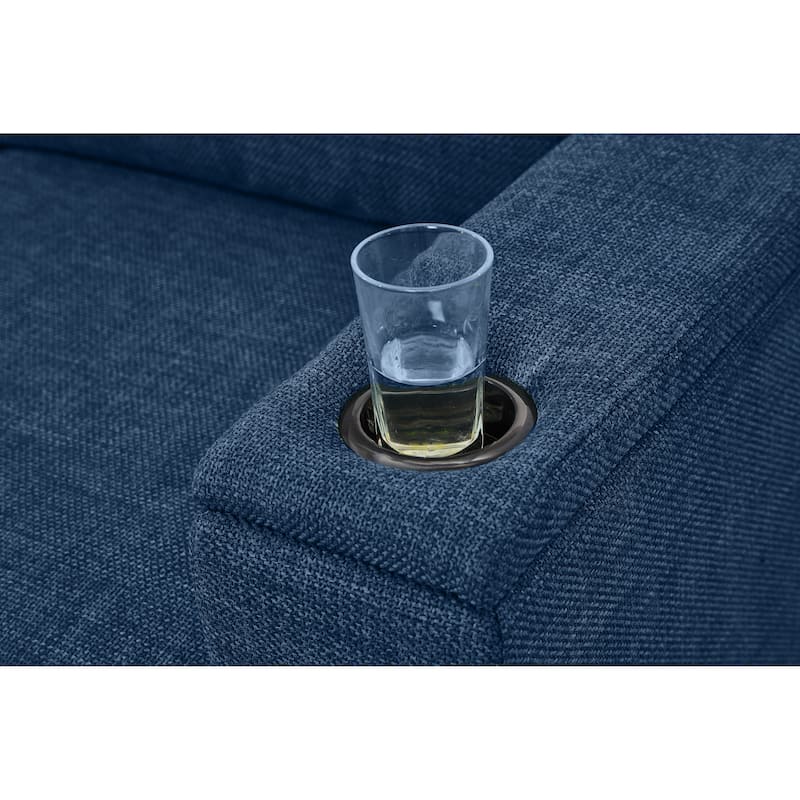 93.7" 3-Seater Sofa with Square Arms, Cup Holders and Hidden Storage ,Modern Living Room Couch with Removable Cushions
