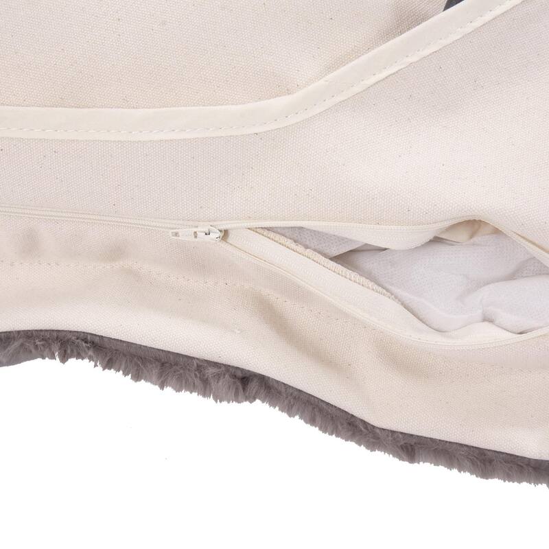 Allan Andrews Scroll Puff Ottoman with Titanium Frame & Cover, Angora Collection