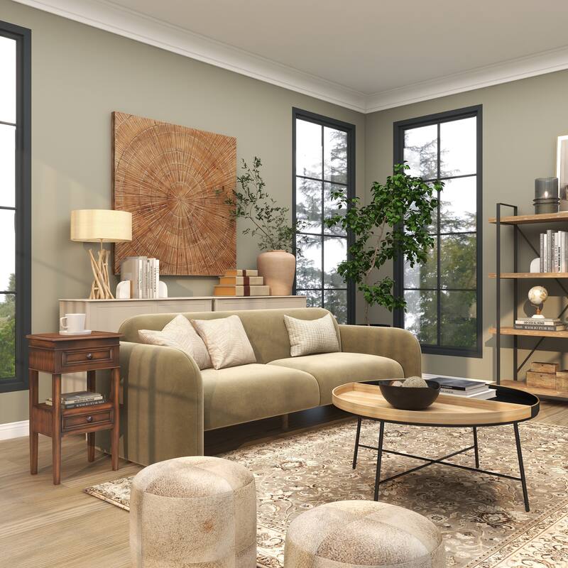 Wood 2 Drawers and 1 Shelf Accent Table - Brown, Light Brown or White - Roche River Decor