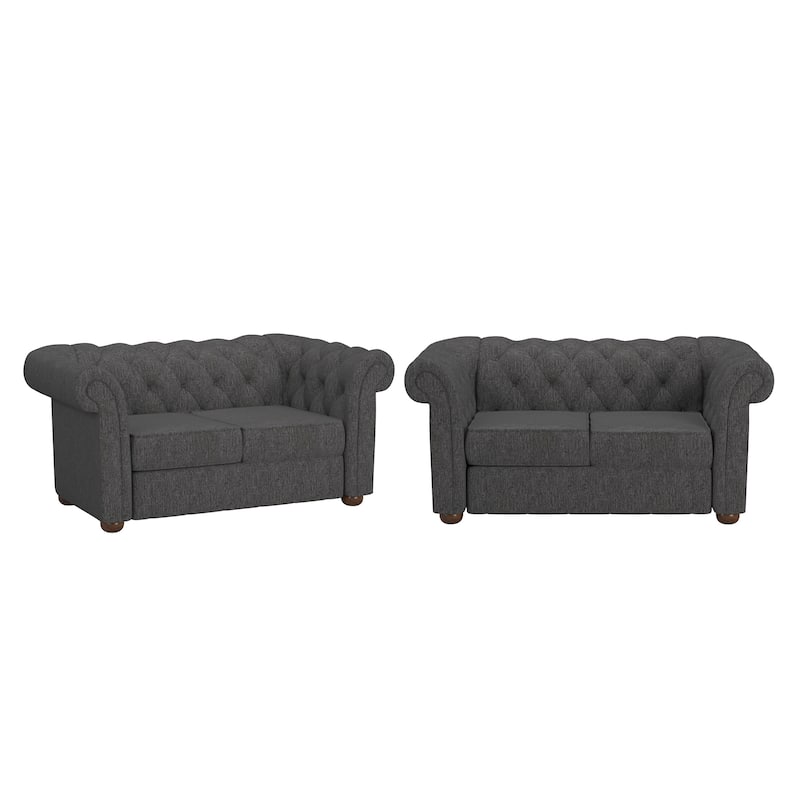 Gdansk Chesterfield Loveseat - Dark Grey Linen Loveseat