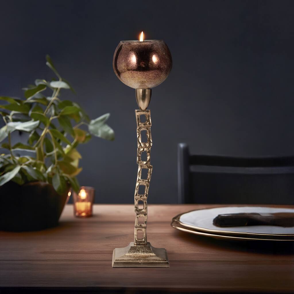 Metal Globe on Base Tealight Candle Holder - Gold, 24 in.