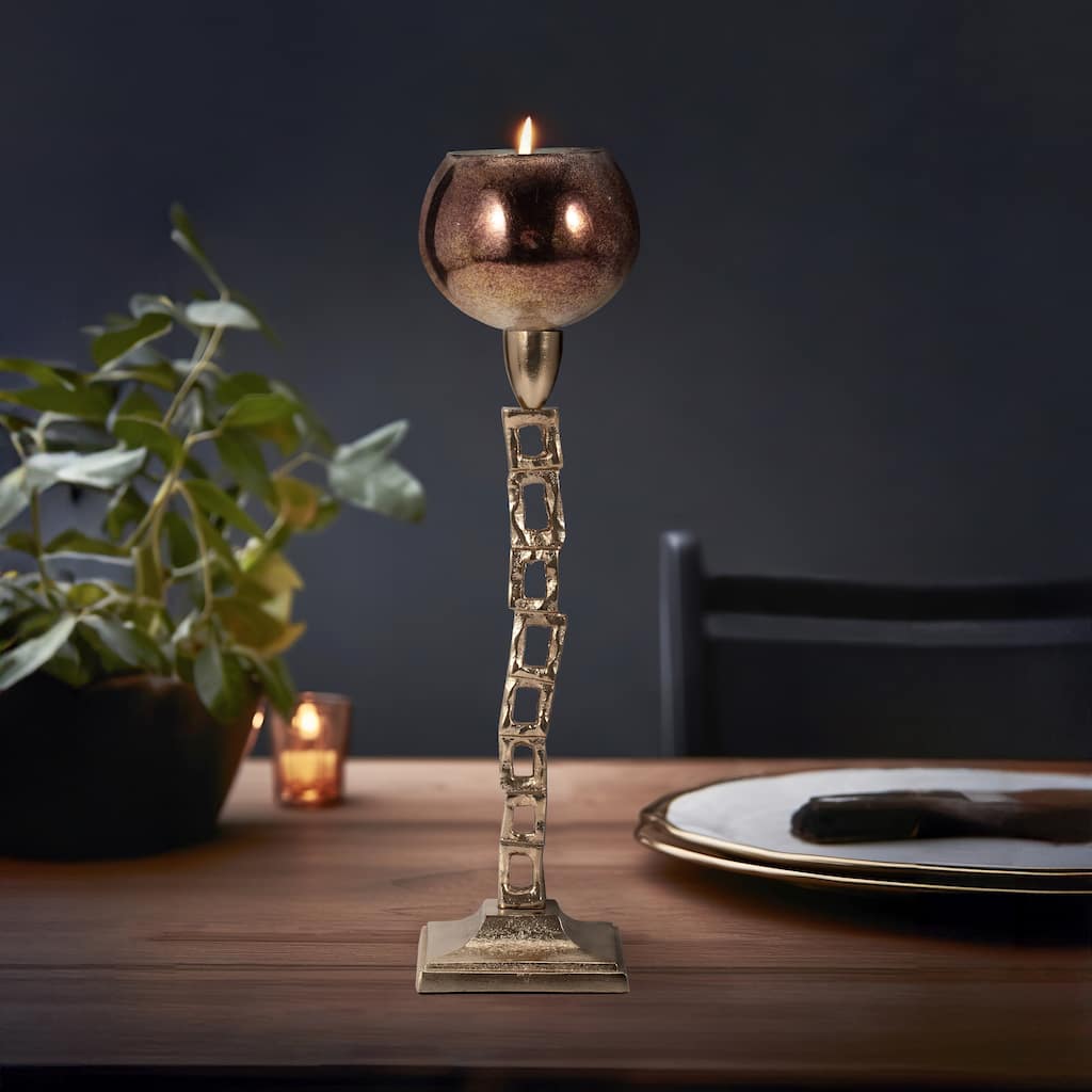 Sagebrook Home Modern Glam Metal Gold Novelty Tealight Holder With Base