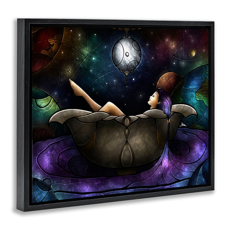 Stupell Bathing Under Moonlight Framed Floater Canvas Wall Art Design By Mandie Manzano